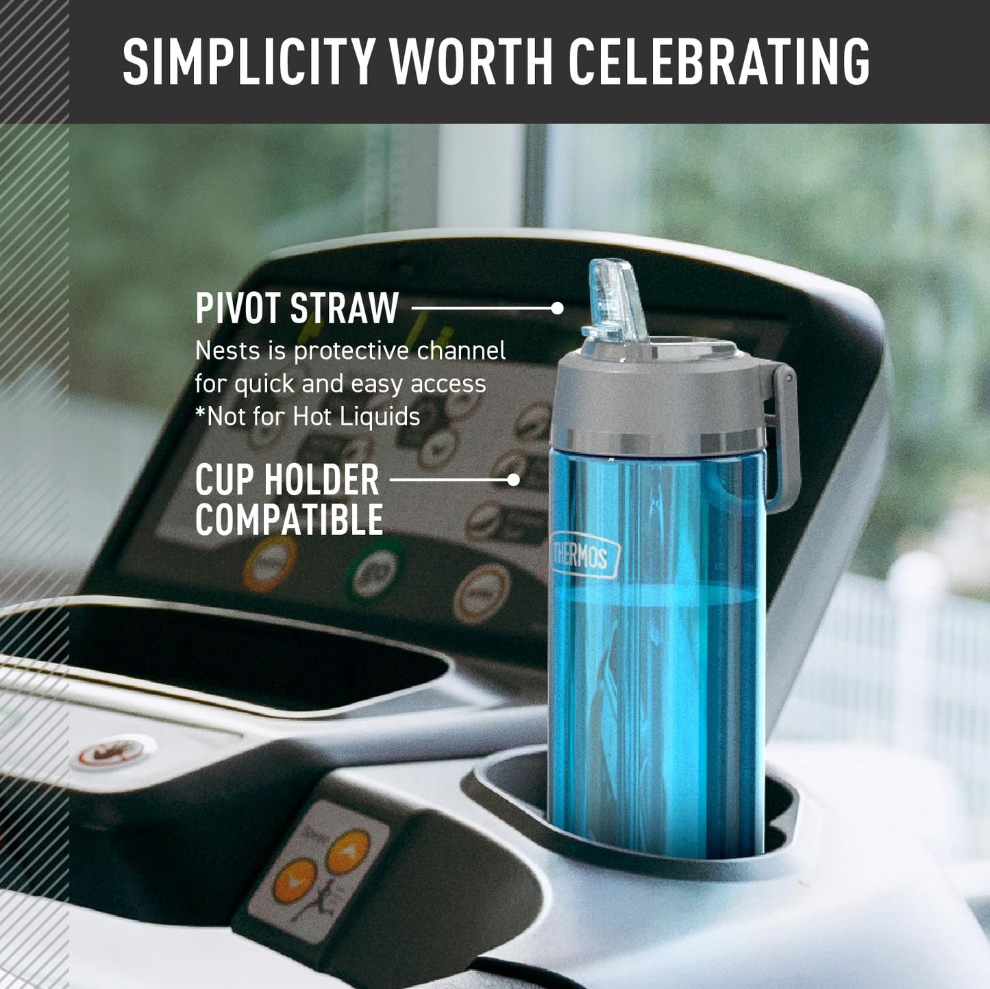 THERMOS ICON SERIES Lightweight Hydration Bottle - Durable Water Bottle Made with Tritan by Eastman with Straw Lid for Quick and Easy Drinking Experience - 26oz, Clear
