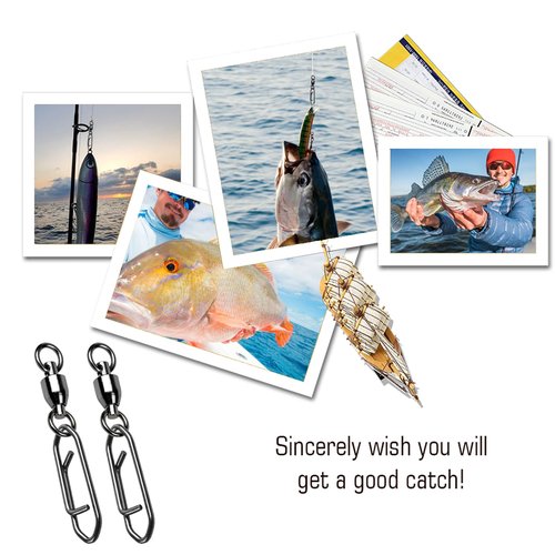 AMYSPORTS High Strength Snap Swivels Stainless Bearing Rolling Fishing Swivel Freshwater Snap Swivels Fishing Clip Steel Black Nickel, 25pcs, 45lbs