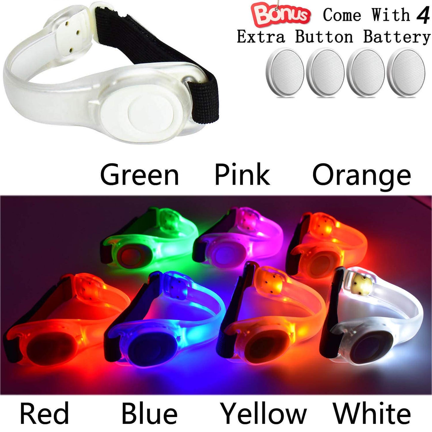 AMNQUERXUS Premium LED Light Up Armband, Reflective Adjustable Wearable Silicone Running Belt Strap/Waterproof Glow in the Dark for Running Jogging Walking Cycling Concert Camping Outdoor Sports