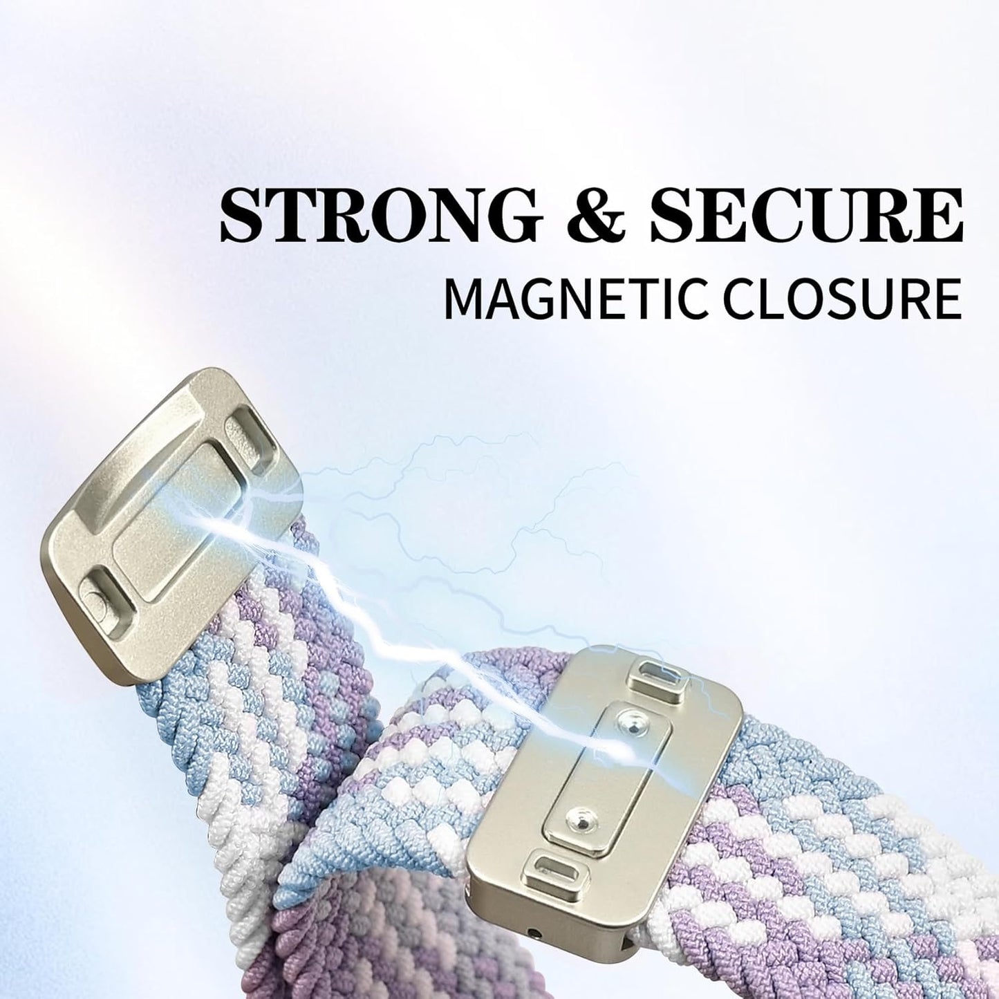 20mm Magnetic Braided Nylon Band Compatible With Garmin Vivoactive 6/Vivoactive 5/3/3 Music Watch Bands, Quick Release Stretchy Strap Replacement for Venu Sq 2/Forerunner 55/165/245/645