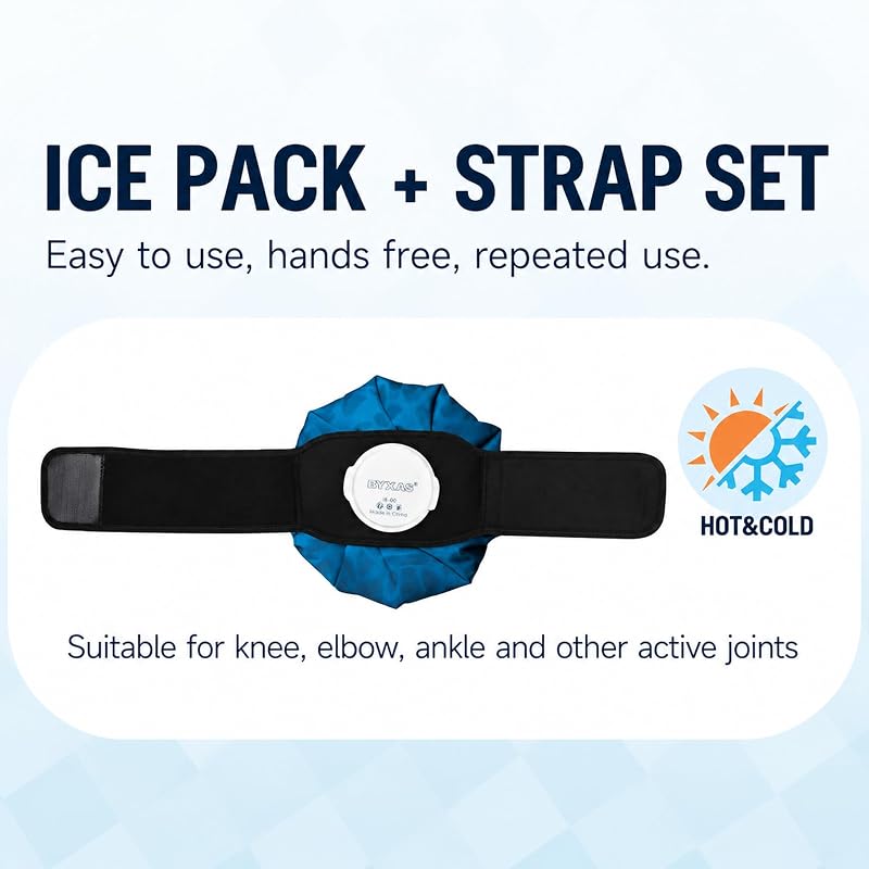 BYXAS Reusable Ice Packs for Injuries - 6" 9" 11" with Elastic Belt