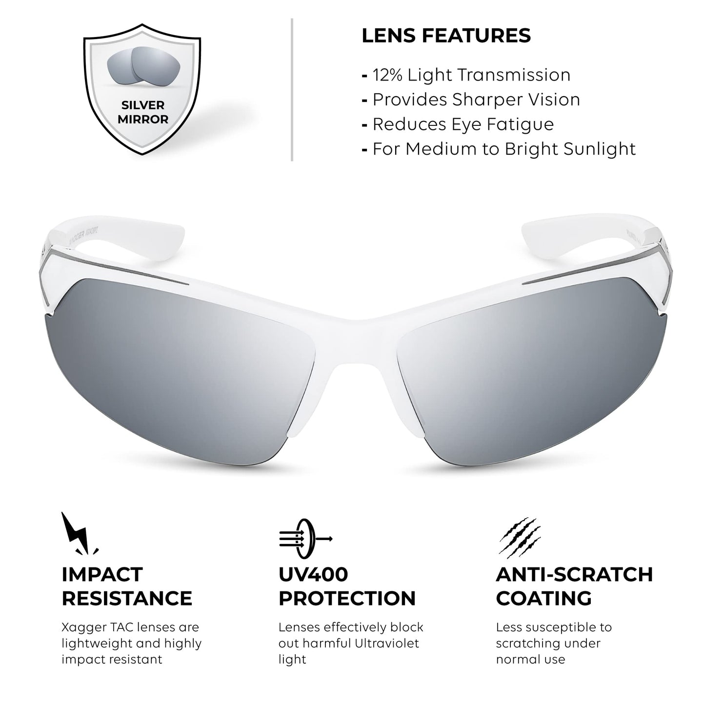 Xagger Polarized Sport Sunglasses for Men Women Wrap Around UV400 Running Baseball Softball Cycling Golf Hiking Fishing Driving Glasses