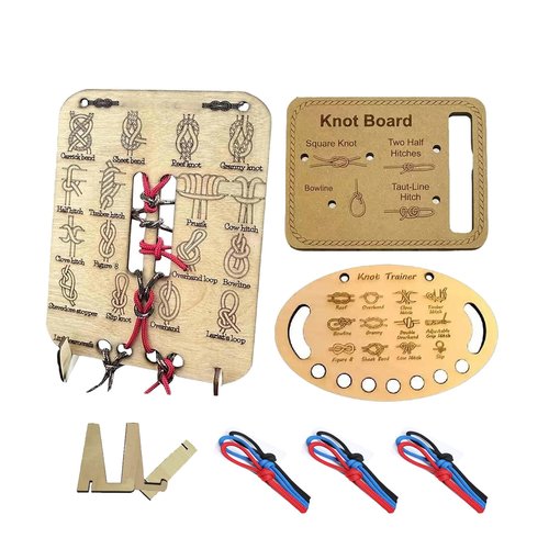 Learn Knot Training Board- Many Popular Knots,Learning Knot Tying Kit,Learn to Tie Knots Kit for Adults Beginner How to Knot Advised Fishing Backpacking Hiking Outdoor Camping Gear Knots