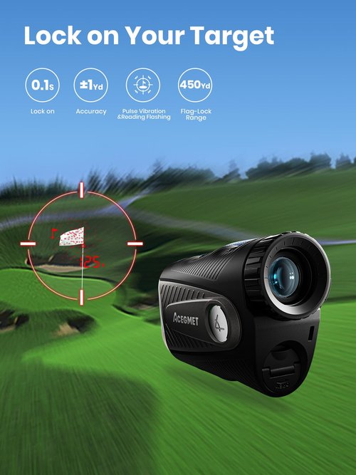 ACEGMET Golf Rangefinder with Slope & Coach Mode - 1300 Yards Laser Range Finder, Hybrid-pwr Rechargeable, 0.1s Flag Pin Locking Vibration, 7X Magnification, Dual-Color Display, Magnet