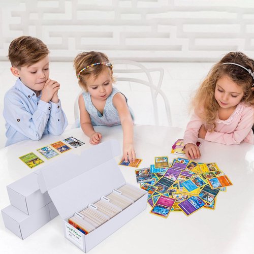 Joyoumess Trading Card Storage Box, Cardboard Storage Boxes with Dividers for Baseball, Sports, Game, Playing Card Collection Organizer, pack of 3