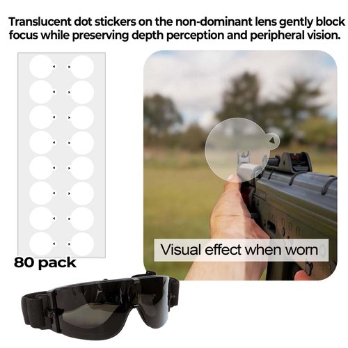 80-Pack 20mm Translucent Dot Patches for Shooting Glasses,Magic Dot for Shooting Glasses Blinders,Improve Accuracy Stickers for Hunting & Shooting