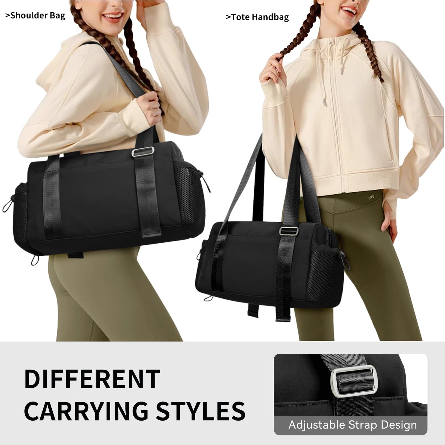 WLLWOO Small Gym Bag Wet Pocket Women Mini Tote Yoga Duffle Bag Lightweight Workout Bag for Dance Weekends Sports