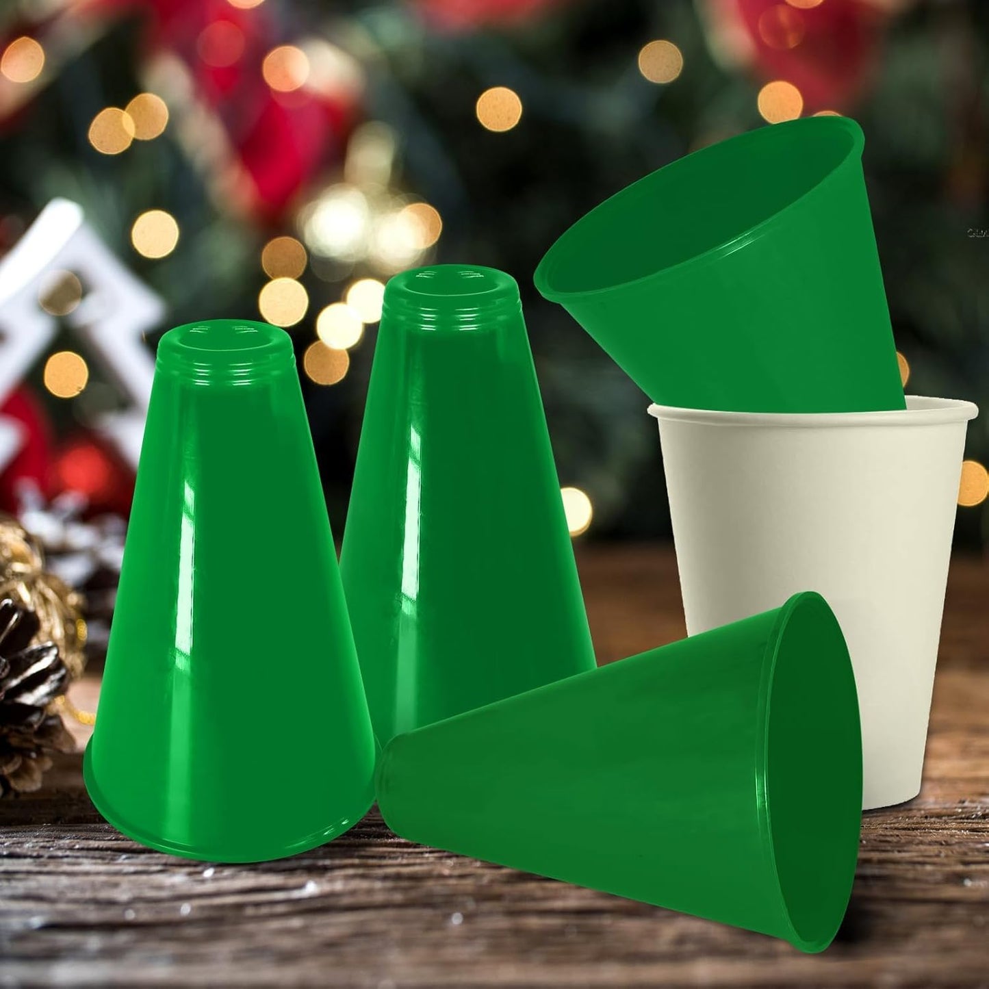 2 Pcs White Plastic Cheer Megaphone for DIY Party Accessory for School Outdoor Activities Party Favors Sports Match Game (White)