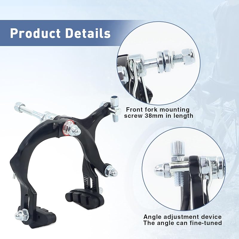 WEEROCK Caliper Brake Set Front & Rear - Aluminum Levers, C Brake for Kids BMX & City Bikes (Variation: Caliper Brake Set/ Black)