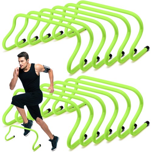 Wettarn 12 Pcs 9" Speed Training Agility Hurdles for Athletes Reliable Training Hurdle Plyometric All Purpose Practice Equipment for Soccer Basketball Football(Green)