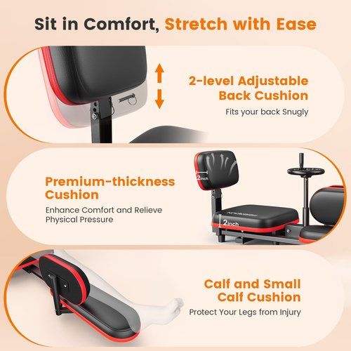 FEIERDUN Leg Stretcher, Leg Stretcher Machine for Flexibility and Relieving Hip Tightness, Heavy Duty Split Machine Stretcher for Home Gym Split Machine Training Fitness, Black-Red