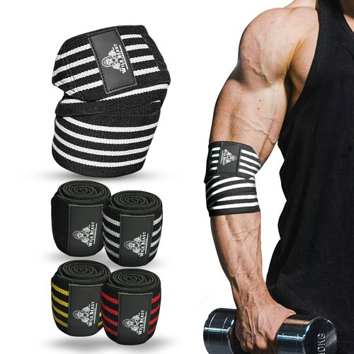Elbow Wraps for Weightlifting (Pair), Stretchable 41" Elbow Compression Strap, Weightlifting Straps for Bench Press, Strength Training & Fitness Support, Elbows Straps for Golfer's Elbows & Tendonitis