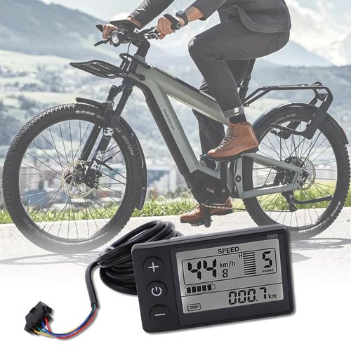 Electric LCD Display Meter, S866 LCD Display Meter, Speedometer Odometer, 24V 36V 48V Electric Scooter Control Panel with Plug for 22.2mm/0.9in Handlebars