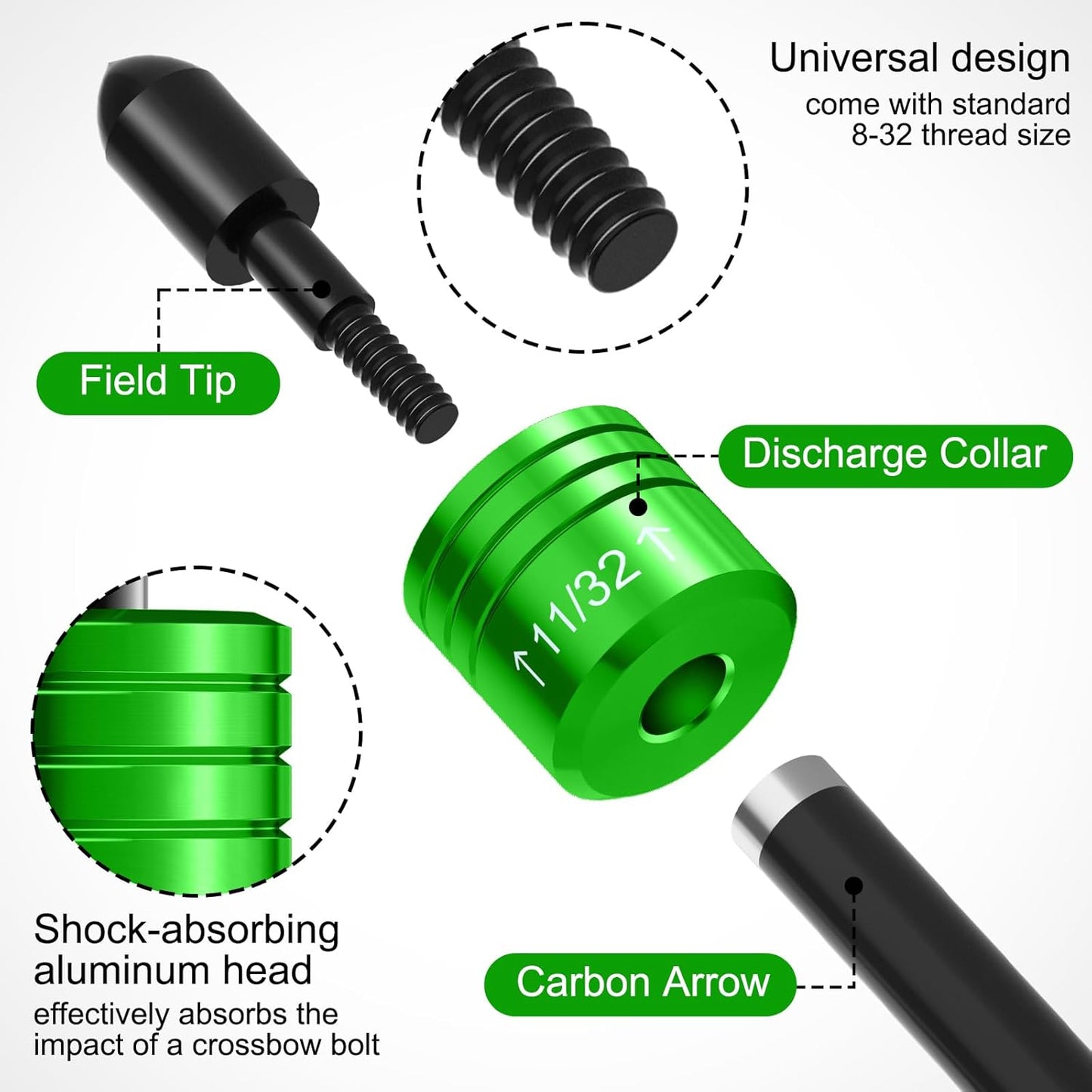 2PCS Crossbow Decocking Bolts - Universal Fit Hunting Crossbow Accessories & Bolt Release Tips for Recurve & Compound Bows