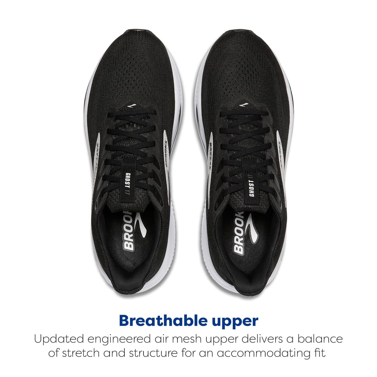 Brooks Women’s Ghost 17 Neutral Running Shoe - Black/Grey/White - 5 Medium