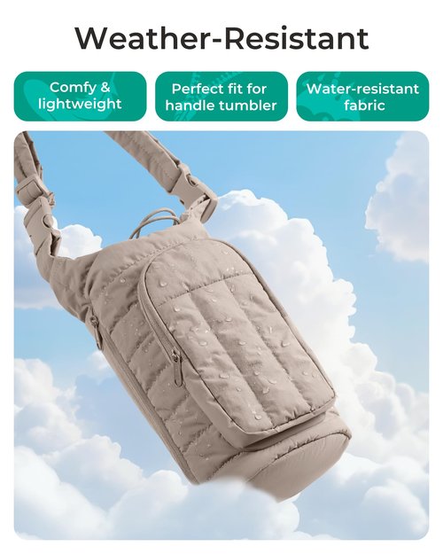 BAGSMART Water Bottle Holder Bag with Strap, 40/32 oz Crossbody Bag Gym Accessories, Sling Purses for Women, Camel