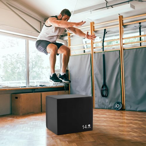 Goplus 3 in 1 Foam Plyometric Jump Box, High Density Foam Plyo Box w/Non-Slip & Easy-to-Clean PU Cover for Home Gym Fitness Training HIIT Exercise, No Assembly (16" x 14" x 12)