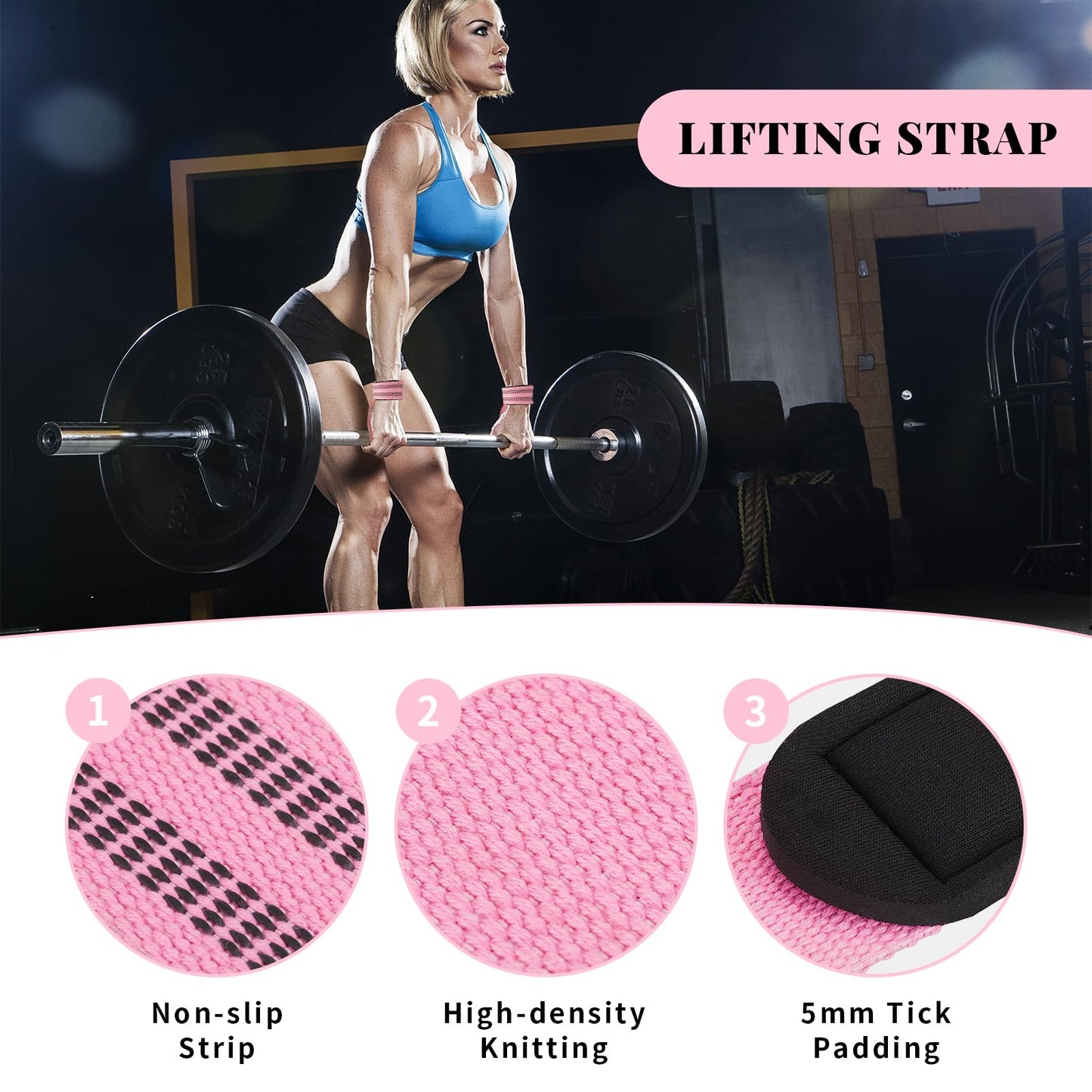 Roviutu Barbell Pad Set for Squat,Hip Thrusts, Leg Day,Olympic Bar Pad with 2 Gym Ankle Safety Straps, 2 Workout Gloves, Resistance Band, Carry Bag, Gym Accessories for Women (Pink Large Gloves