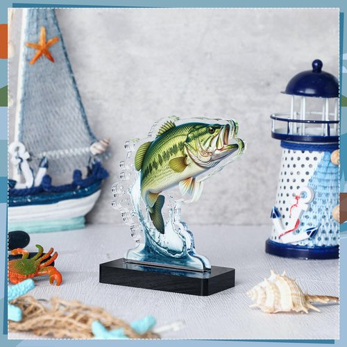 Weysat 4 Pcs Fishing Trophy Award for Ceremonies Tournaments Competitions Acrylic bass Fish Trophy Prizes Reward for Adults Fishermen Gifts