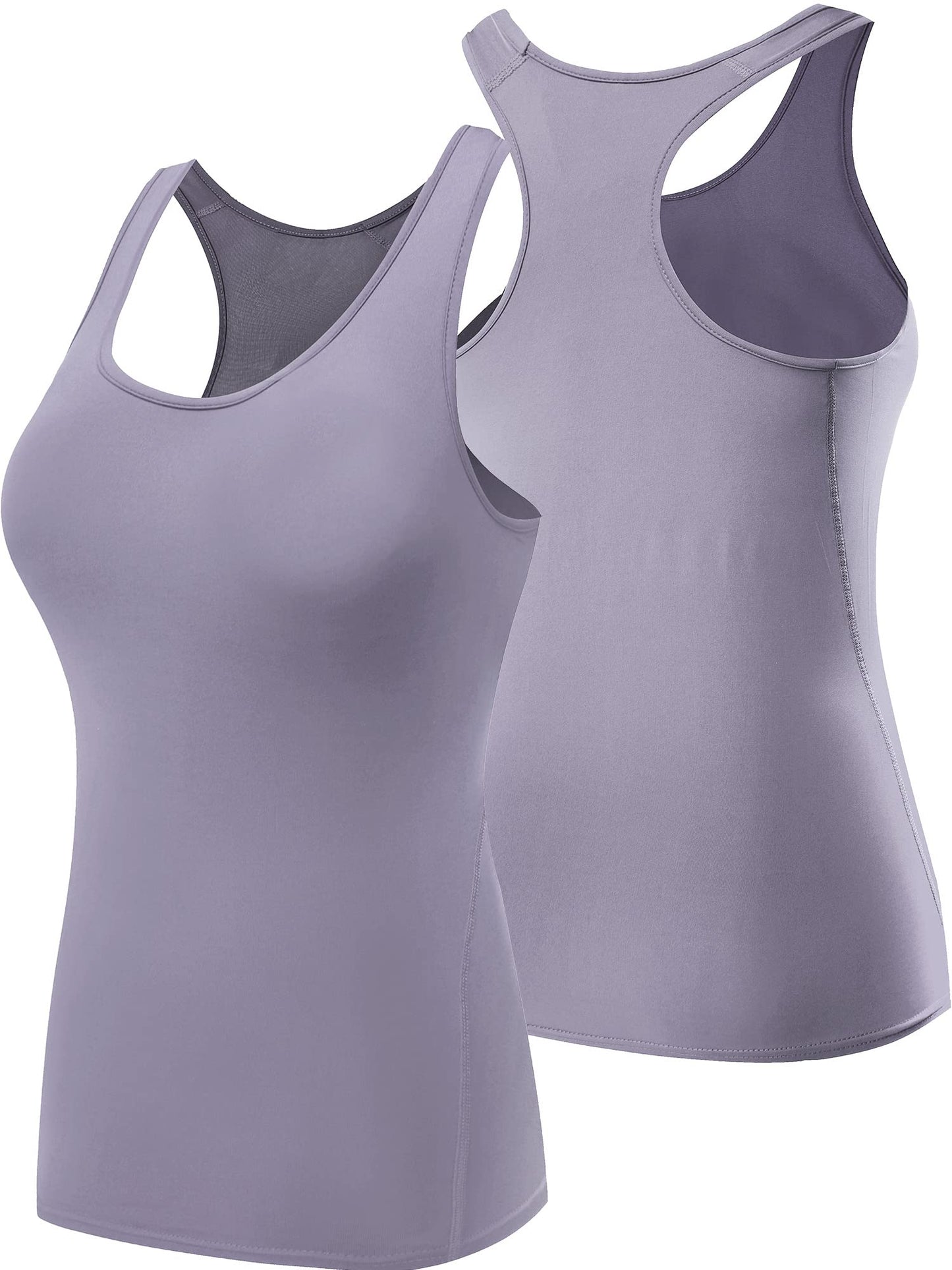 NELEUS Women's 3 Pack Compression Athletic Tank Top for Yoga Running,Pink/Purple/Blackish Green,2XL
