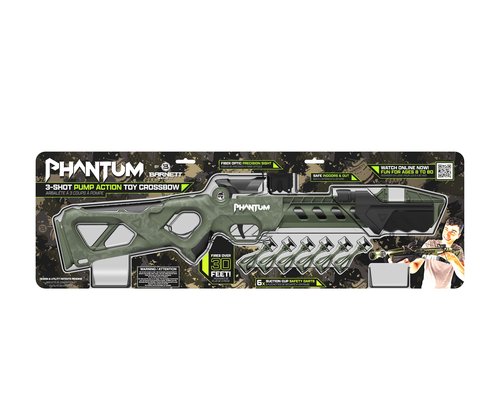 BARNETT Phantum Series Suction Crossbow, Pump Action Suction Dart Crossbow Flies Over 30 Feet, Safe Indoors & Out, Ages 12+, Full Size, OD Green
