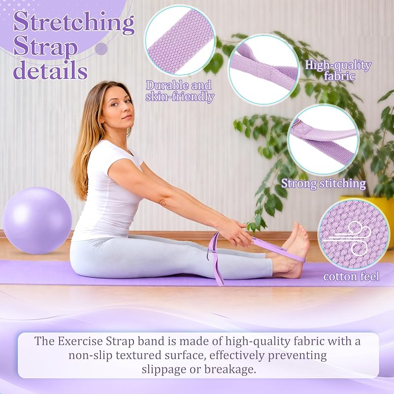 6-in-1 Yoga Ball Set with Blocks, Strap & Pump — Purple