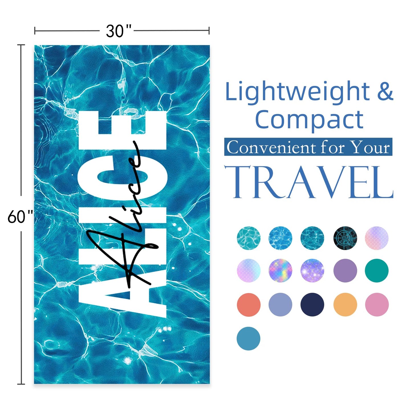 Dreamdecor Kids Personalized Beach Towel with Name, Striped Custom Beach Towels for Swimming Pool Vacation, Microfiber Sand Free Fast Drying Beach Towel - Easter Gift for Adults Women Men Kids