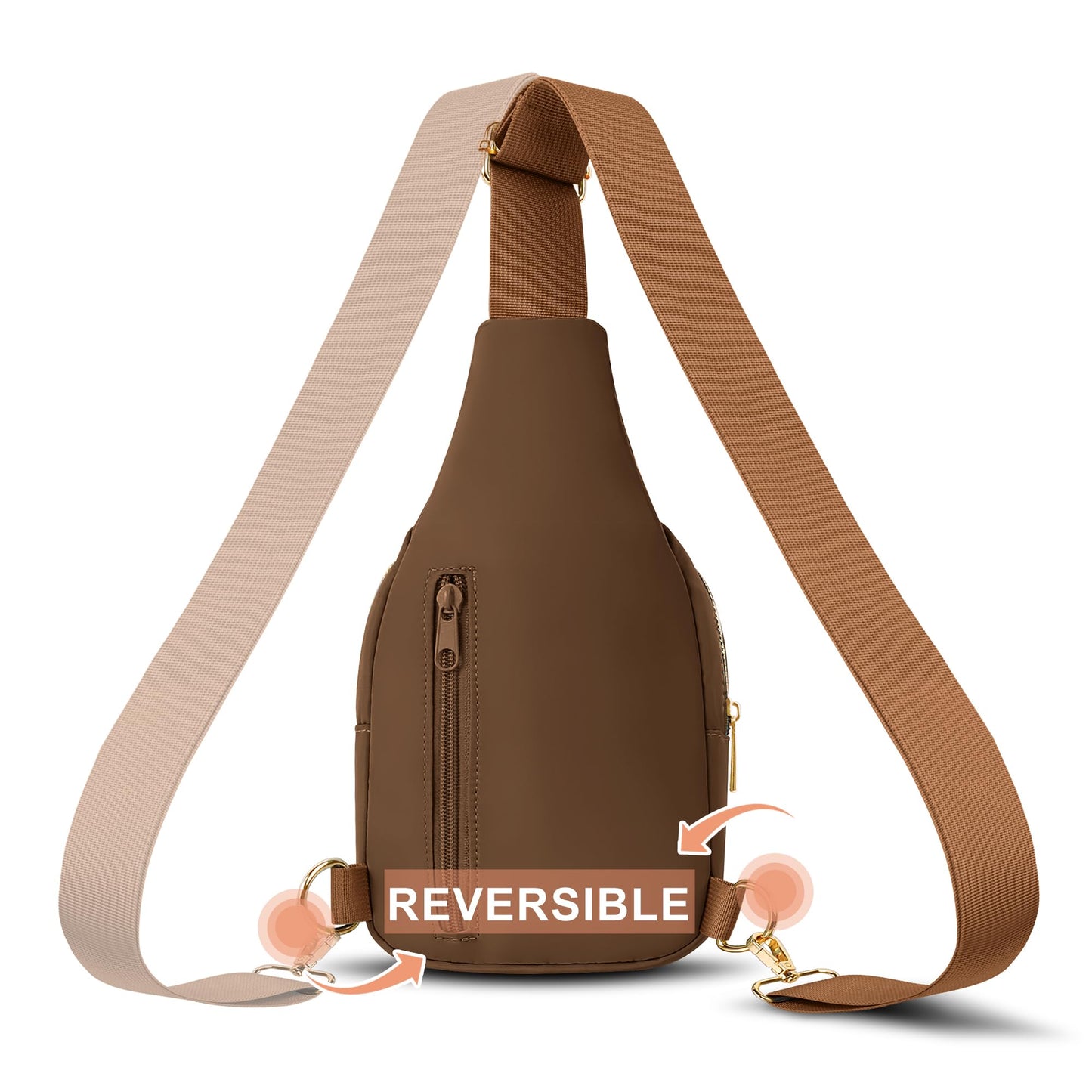 VOROLO Large Sling Bag, Crossbody Bag for Women and Men with Adjustable Strap - Trendy Brown