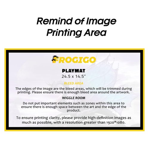 FROGIGO Custom Playmat 24" x 14" Non-Slip with Mat Bag - Printable Play Zone & Optional Stitched Edging, Any Image Printed Your Design Tournament and Card Game Legal