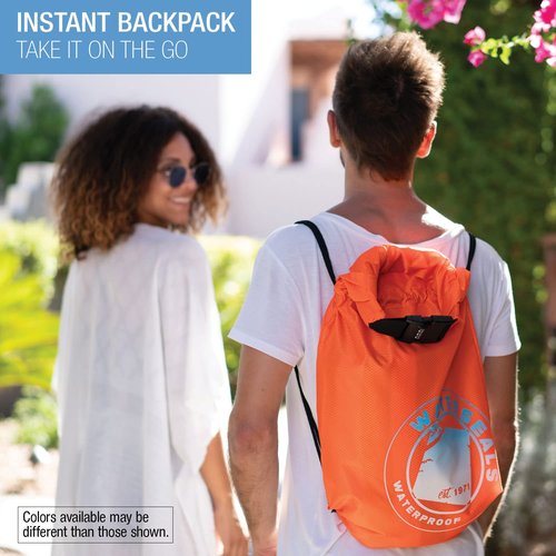 WaterSeals Lewis N. Clark Cinch Locking Backpack | Waterproof Drawstring Bag | Anti-Theft Combination Lock | For Men & Women | Black