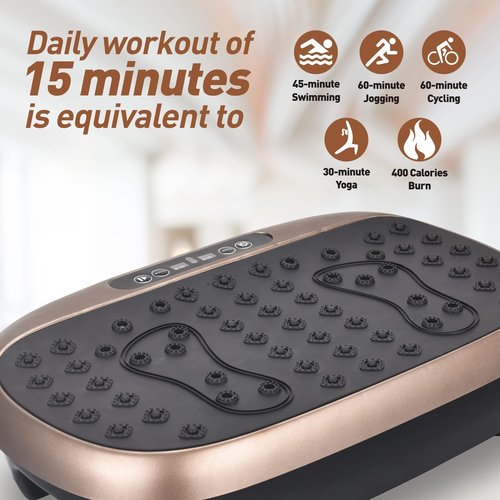 EILISON Atom Vibration Plate Exercise Machine - Full Body Vibration Plate for Lympathic Drainage with Acupressure - Home Fitness with Loop Bands for Weight Loss, 300lbs Capacity (Atom Brown)