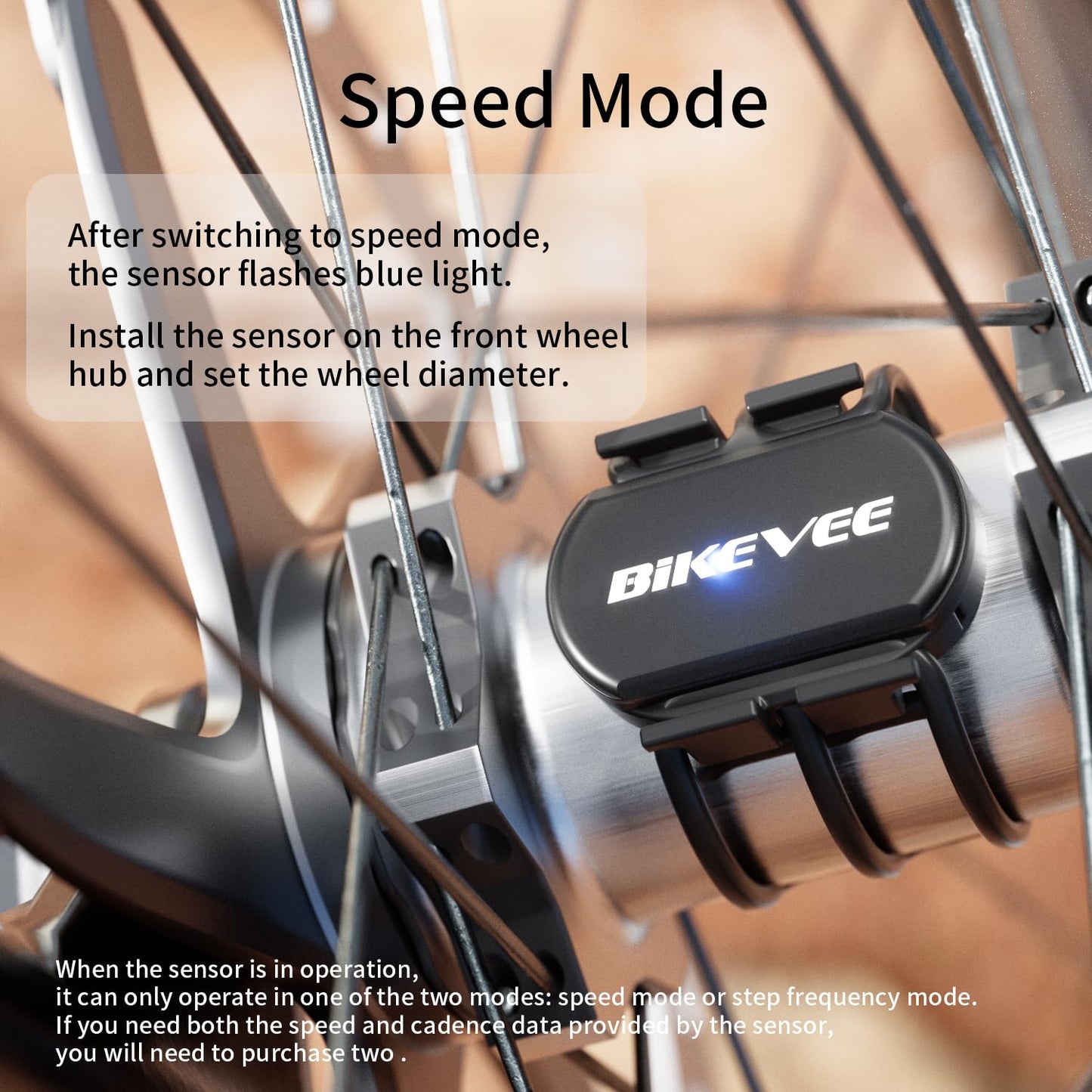 Bikevee Cadence & Speed Sensors 2-Pack for Cycling, Wireless Bluetooth & ANT+ RPM Sensors for Road, Spin & Indoor Bikes, Compatible with Zwift