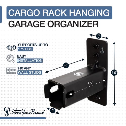StoreYourBoard Hitch Wall Mount – Heavy Duty 2" Bike and Cargo Rack Hanging Garage Organizer, Trailer Hitch Receiver Storage, Wall Mount Hitch Holder, Holds 175 lbs