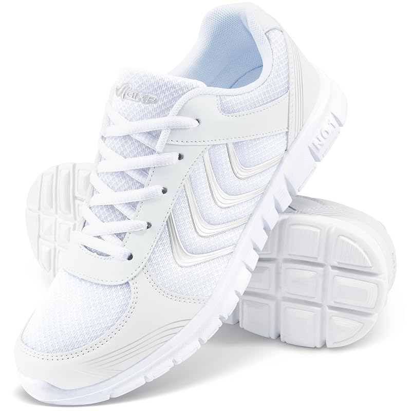 Alicegana Womens Lightweight Walking Shoes - White+8 Ultra Breathable Non Slip Sneakers