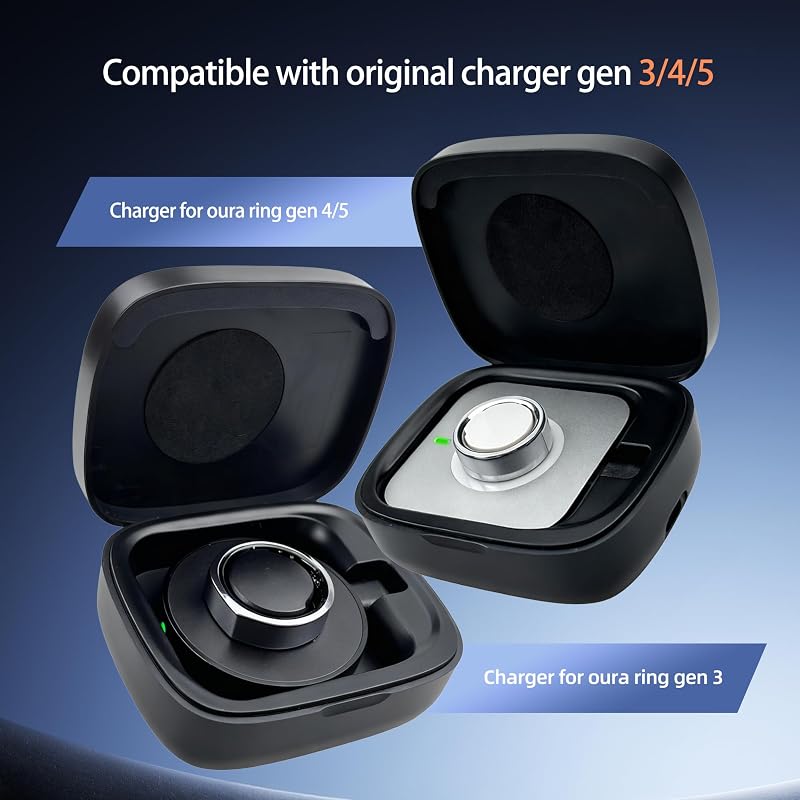 Wireless Charging Case for Oura Ring Gen 5, Gen 4 & Gen 3 — Black Variation