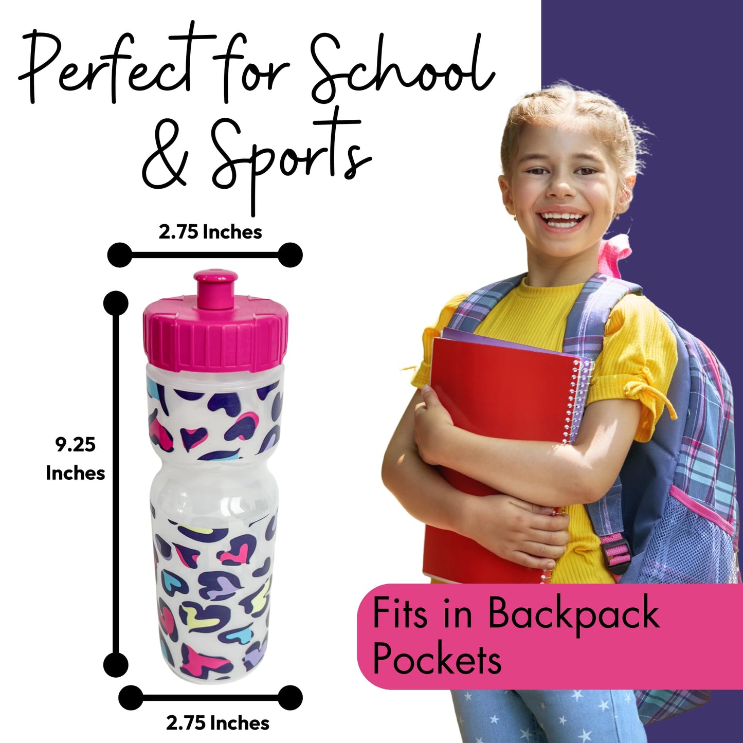 50 Strong | Kids BPA-Free Sports Water Bottle, 22 oz, Strawberries