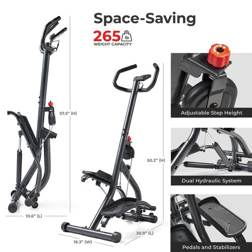 Sunny Health & Fitness Stair Stepper w/Handlebar, Extended Step Range Machine for Climbing Exercise, Compact, Height-Adjustable, Low-Impact & SunnyFit® App Enhanced Connectivity – SF-S021001