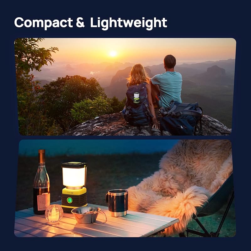 Consciot 1000LM LED Camping Lantern, 4 Light Modes, Dimmable, 2 Pack Light Green
