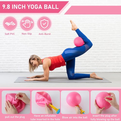 Pilates Equipment Accessories Kit 13 Pcs Pilates Ring Circle Set for Women Home Workouts 12” Magic Circle Yoga Ring and Resistance Bands 5 Yoga Bands 9.8” Exercise Ball Fitness Equipment Set Gift