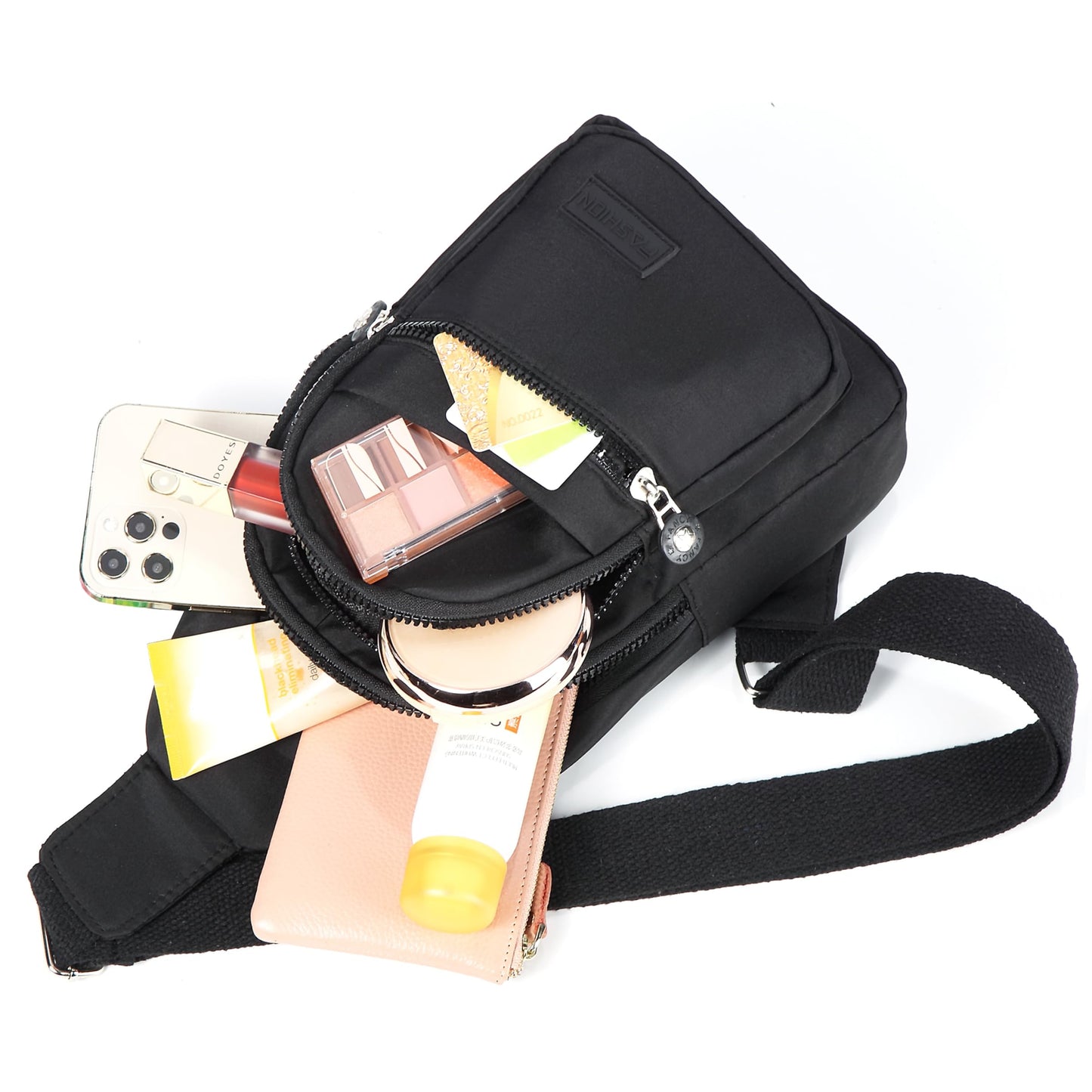 BAOU Small Sling Backpack Crossbody Sling Bag for Women, Chest Bag Daypack Fanny Pack Cross Body Bag for Travel Hiking Outdoors - Black