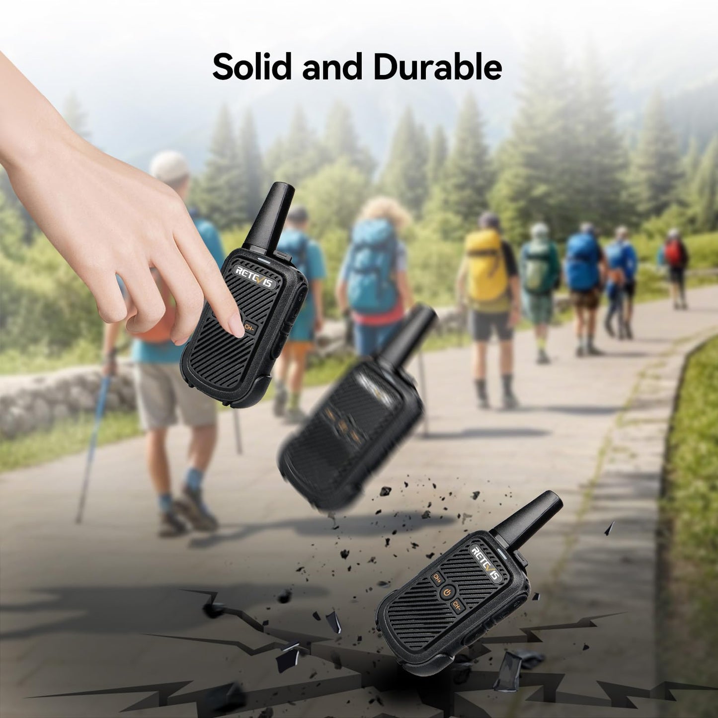 Retevis RT15 Mini Walkie Talkies for Adults, Small Portable 2 Way Radios, Low Battery Warning, VOX, Compact, Walky Talky Rechargeable for Warehouse Camping Hiking Outdoor Trip Family Travel(3 Pack)