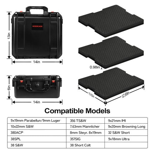 9mm Ammo Box Storage Case: Waterproof Ammo Case Organizer, Durable Ammunition Carrying Boxes for 9mm Luger, 9x19mm, .380ACP, .45, .22LR, .223, 5.56 Ammo Boxes for Can for Pistol Gun & Handgun Ammos