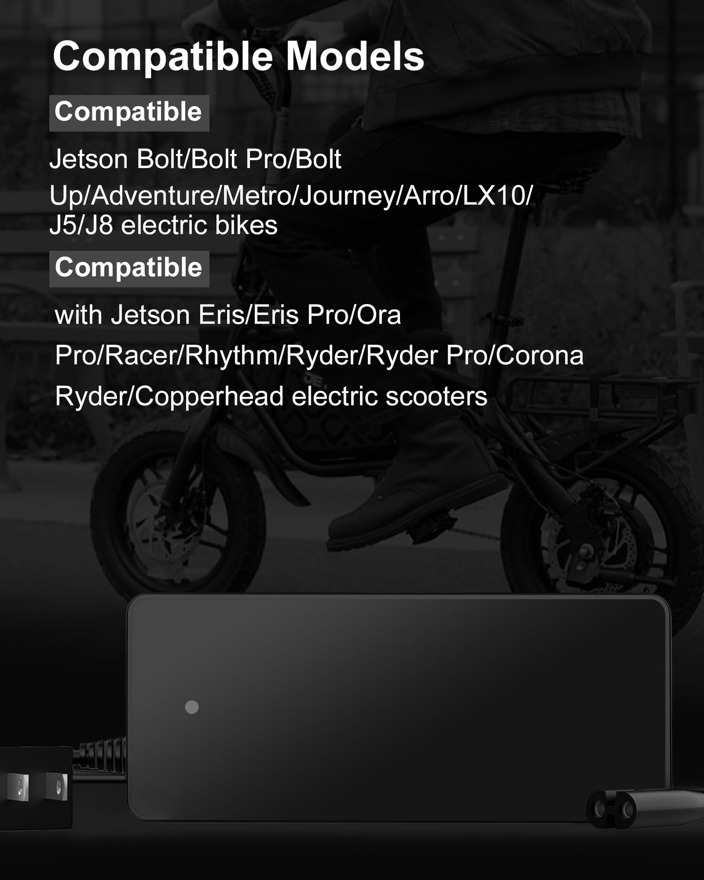 VHBW 42V for Jetson Electric Bike Charger for Jetson Bolt/Bolt Pro/Adventure/Metro/Journey/LX10/J5/J8 Bikes,42V 2A for Jetson Electric Scooter Charger for Jetson Eris Pro/Ora Pro/Racer/Rhythm Scooters