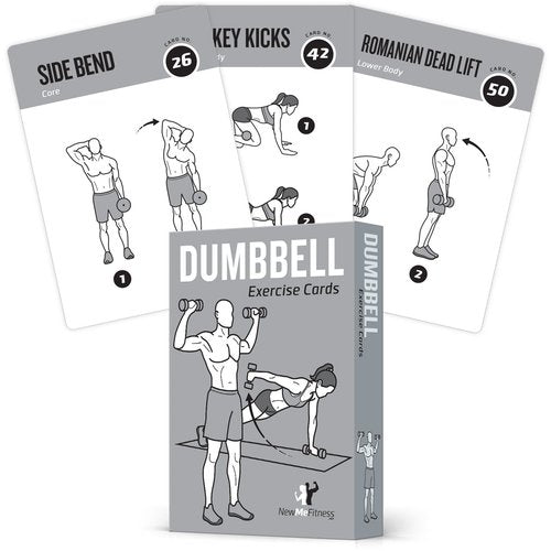 NewMe Fitness Dumbbell Workout Cards, Instructional Fitness Deck for Women & Men, Beginner Fitness Guide to Training Exercises at Home or Gym (Dumbbell, Vol 1)
