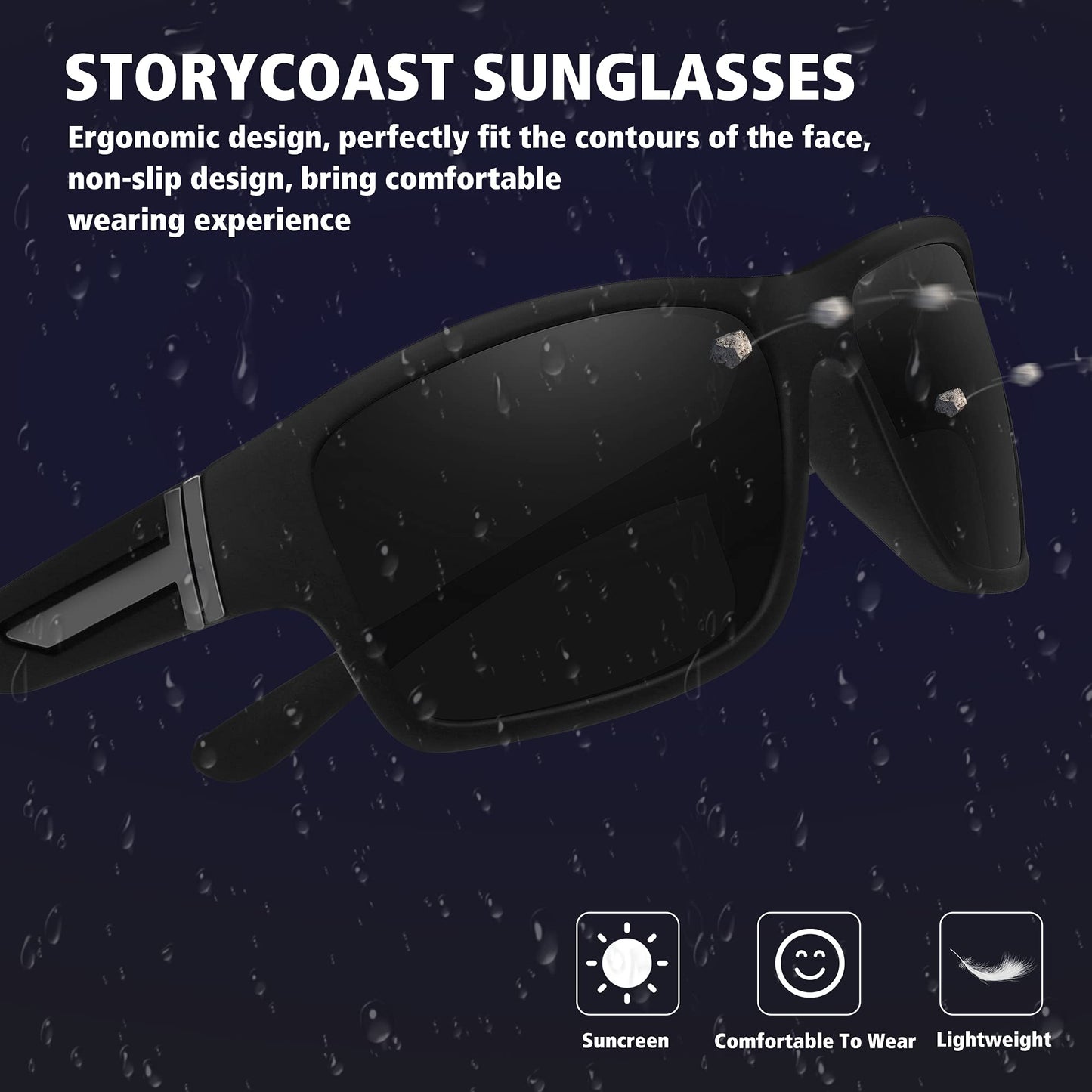 STORYCOAST Polarized Sports Sunglasses for Men Women Unbreakable Frame Cycling Fishing Driving Matte Clear Gray Frame-Blue Mirror Lens