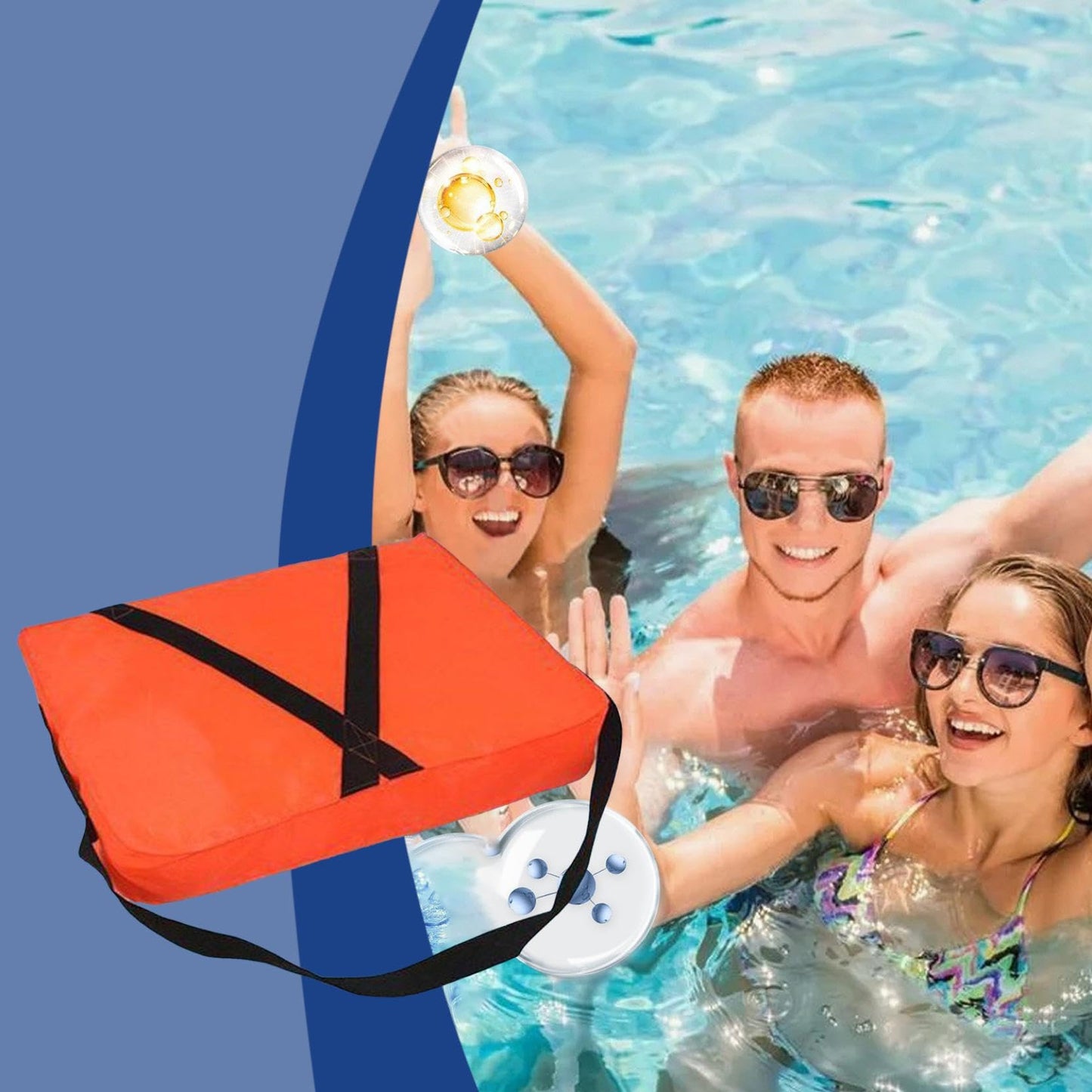 18x14in Boat Throwable Flotation Device, Waterproof Throwable Flotation Device Coast, Throwable Flotation Device with Strap, Emergency Marine Foam Flotation Cushion for Boating & Swimming (Orange)