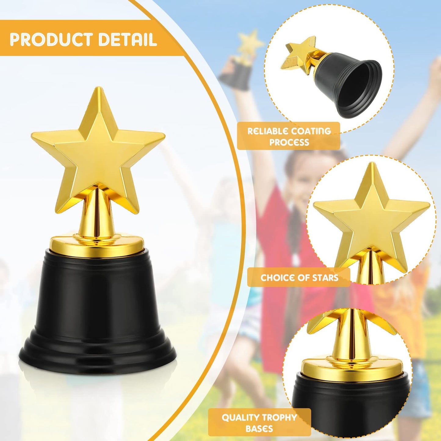 Jerify 36 Pcs Mini Star Trophy Awards Bulk 4.7 Inch Gold Trophy Awards Plastic Cup for Party Favors Soccer Football Winning Prize Competitions Carnival Rewards