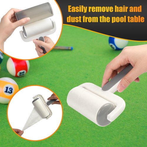 Pool Table Brush for Felt - 12PCS Pool Table Accessories Includes 2 Billiards Brushes, 2 Ferrule Polish Cloths, Cue Cleaning Cloth Lint Roller, Dustpan&Broom, Marker Dots & Repair Patches, Storage Bag