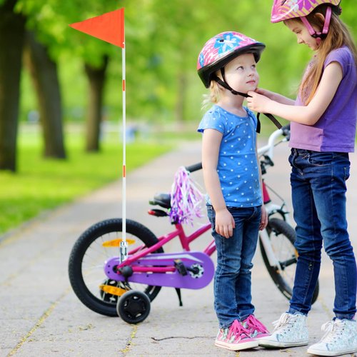 YARNOW 2 Sets 6ft Fiberglass Bike Safety Flags with Pole and Mount for Kids, Random Color, Outdoor Use