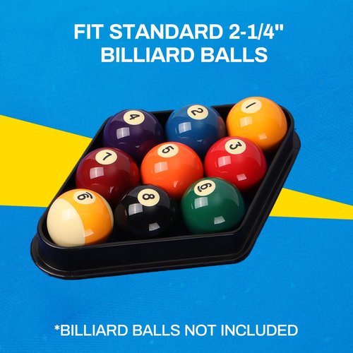 GSE Games & Sports Expert Black Plastic Billiard 8-Ball Triangle Racks or 9-Ball Diamond Pool Ball Racks Fit Standard 2-1/4" Billiard Pool Balls (9 Ball Diamond)
